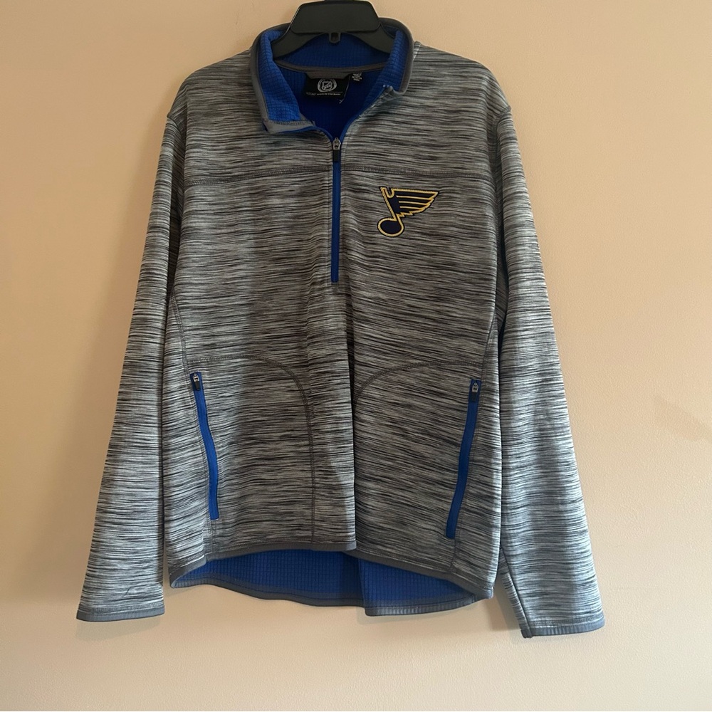 NHL st Louis Blues Gray and Blue Quarter-Zip Pullover